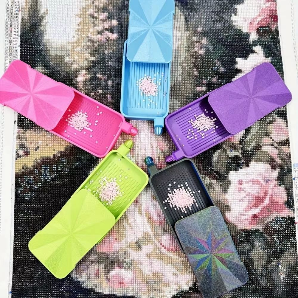 3D Diamond Painting Drill Tray With Lid Bead Sorting Tool For 5D DIY Crafts blue