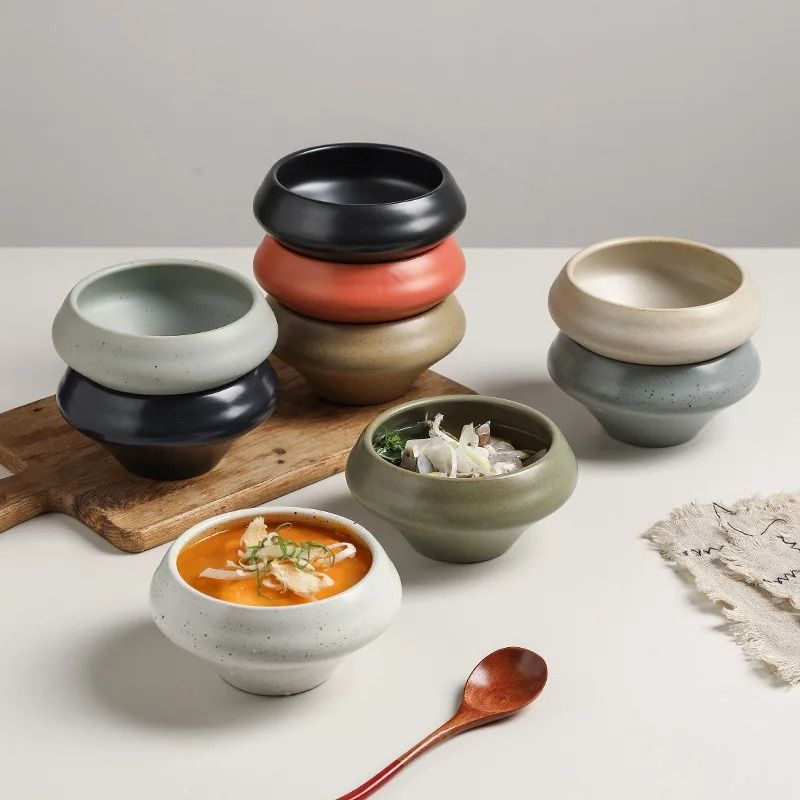 Retro Stone Style Simple Japanese Deep Bowls black