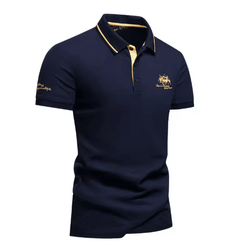 Mens Summer Embroidered Polo Shirt Lightweight Casual Lapel Tee For Streetwear And Business black xl