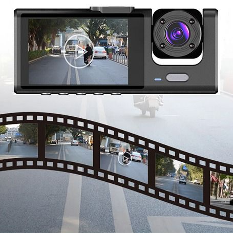 HD Car Dual Lens Dash Cam, Front Rear Inside Video Recorder, Built in G Sensor, Night Vision Technology HD Car Dual Lens Dash Cam, Front Rear Inside Video Recorder, Built in G Sensor, Night Vision Technology