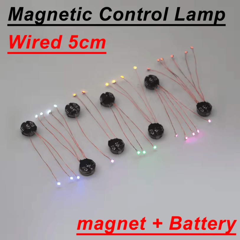 Magnetic Control LED Lamp Wired Magnetron Light For DIY Models & Dioramas 1 To 3 red