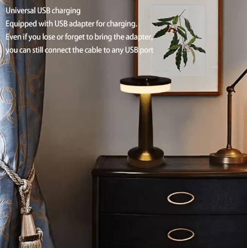 Metal Desk Lamp USB Rechargeable Touch Mood Light For Bedside Bar And Cafe Decor silver