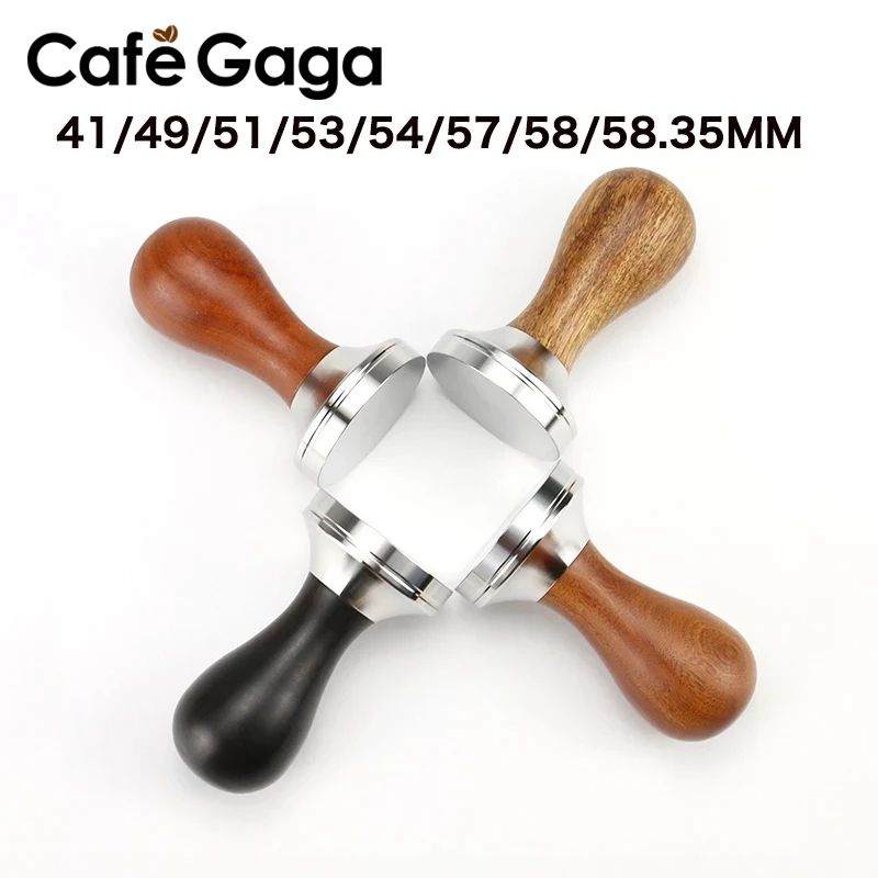 Premium Adjustable Coffee Tamper With Wooden Handle & Stainless Steel Base 2.01in 2.09in 2.24in 2.30in honey Brown Wood 2.29in