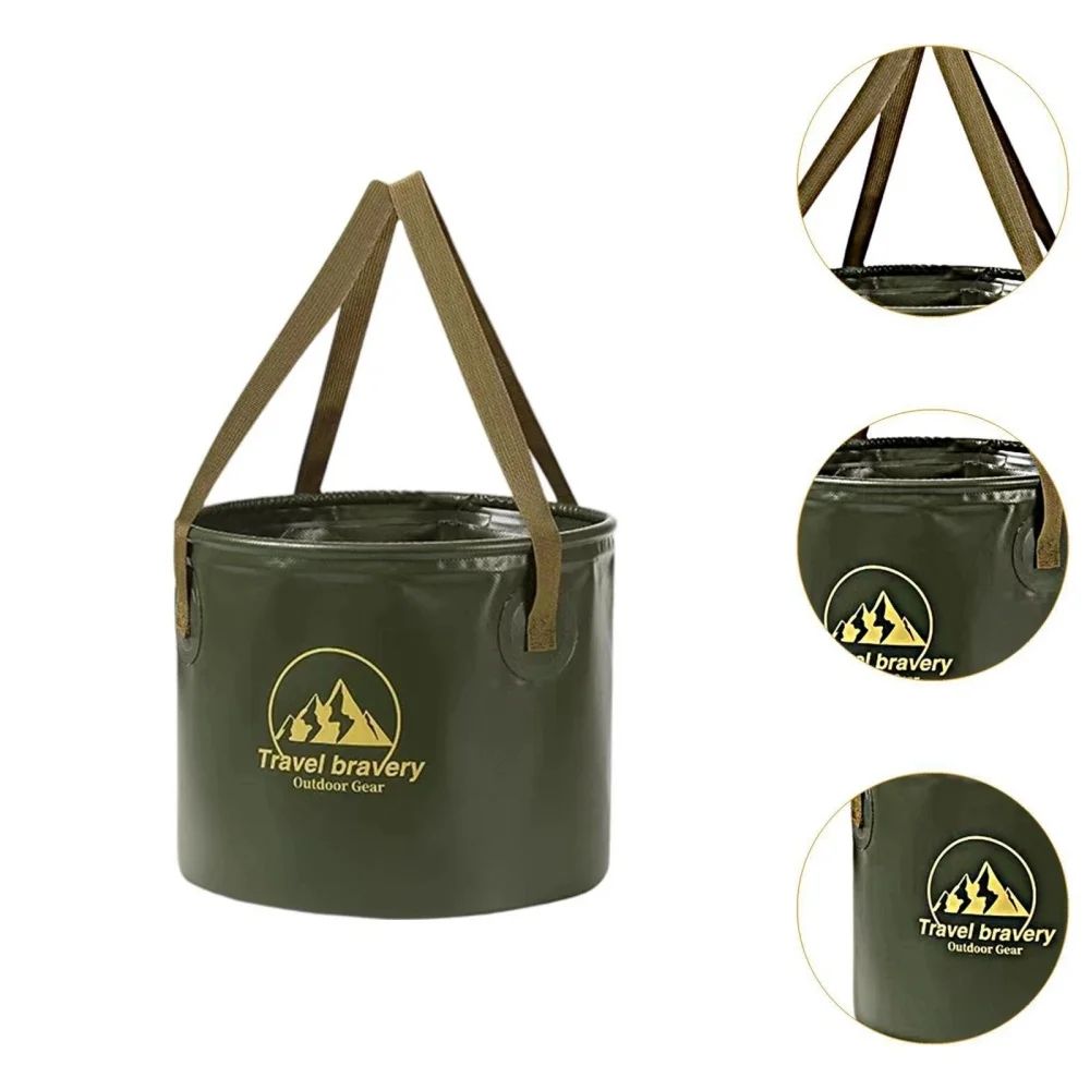 Collapsible 10L 20L Camping Bucket Portable Travel Bucket For Fishing, Washing & Outdoor Storage green 10l