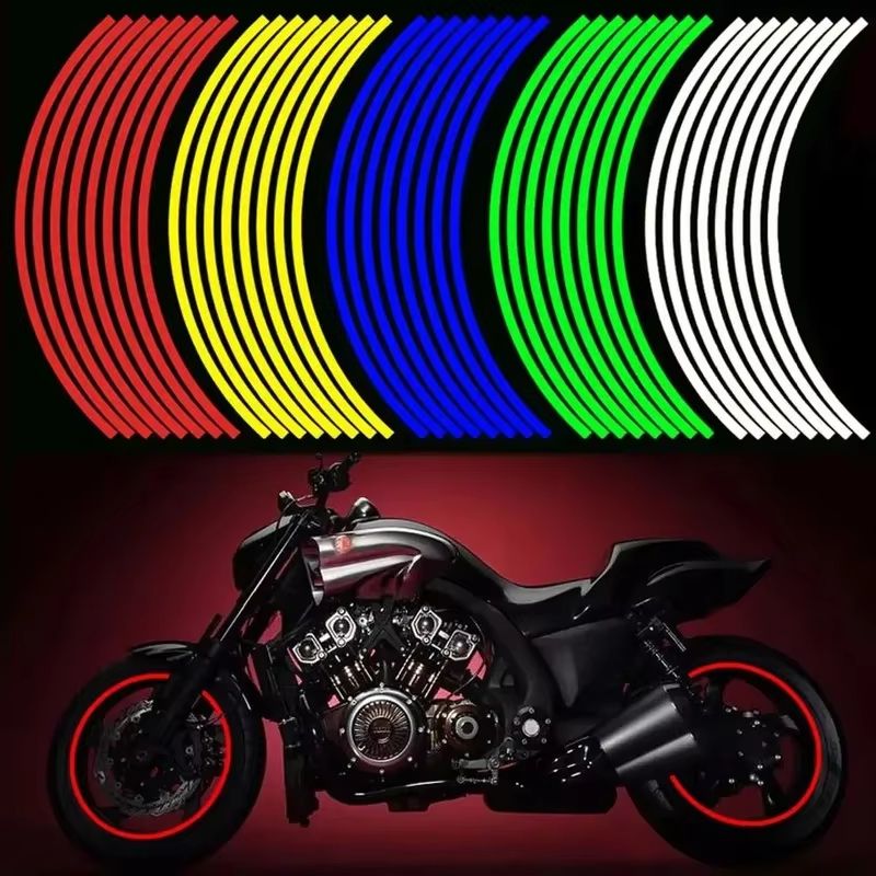 Reflective Motorcycle And Bike Wheel Rim Tape Strips (17 18 Inch) red 1 Set