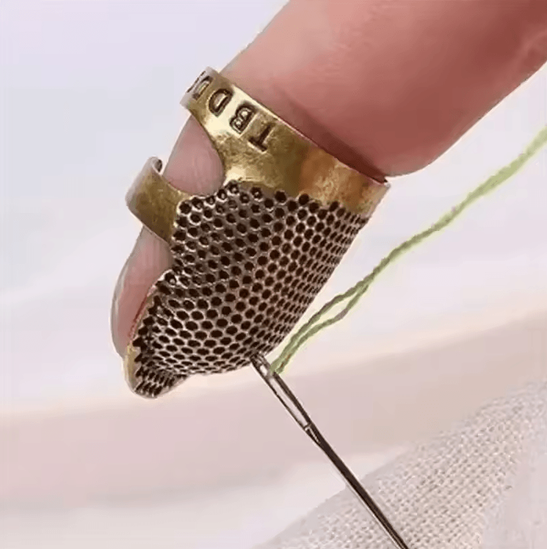 Adjustable Vintage Sewing Thimble Handmade Non Slip Embroidery Finger Holder gold