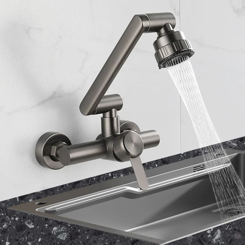 Stainless Steel 4 Mode Wall Mounted Kitchen Faucet silver