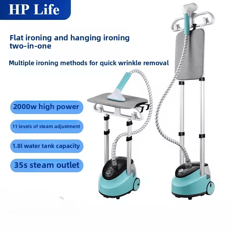 EU Handheld Double Rod Garment Steamer Fast Heating Vertical Clothes Steaming Iron blue Plug Eu
