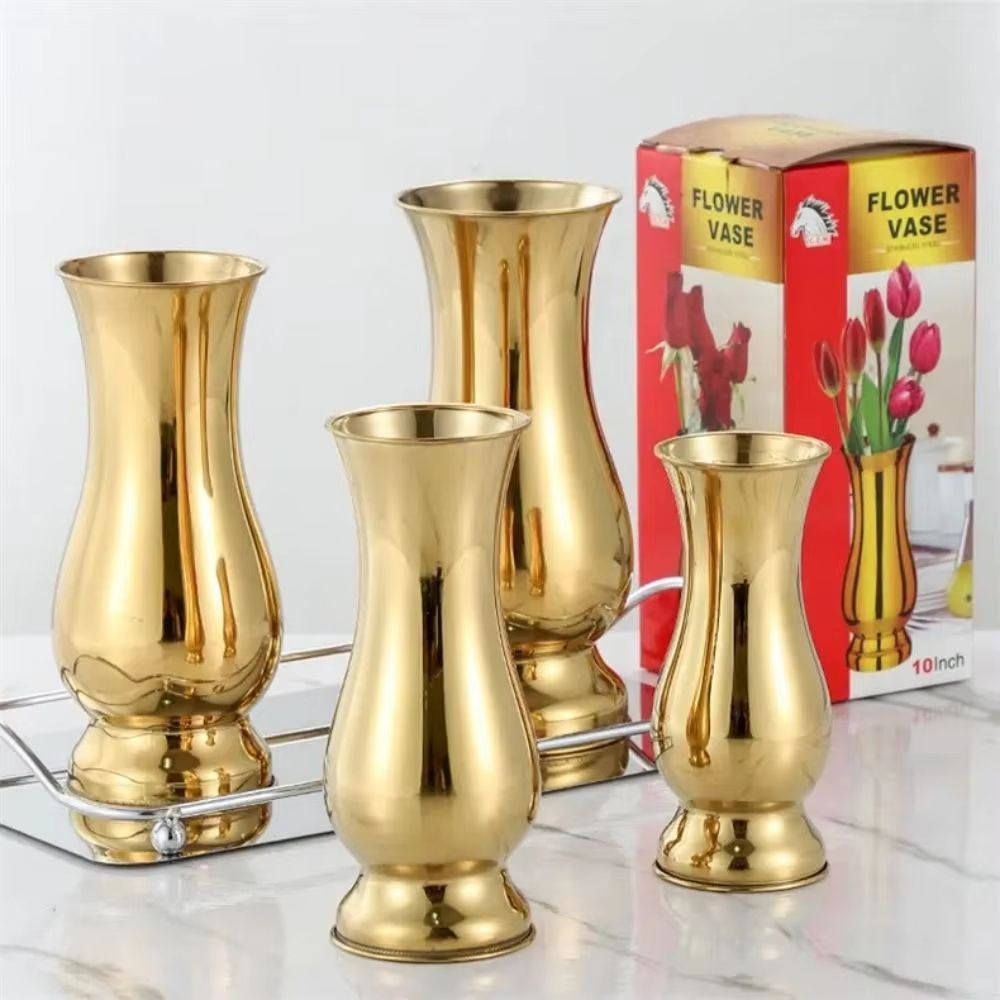 Golden Stainless Steel Flower Vase Decorative Centerpiece For Home & Garden silver 7inch