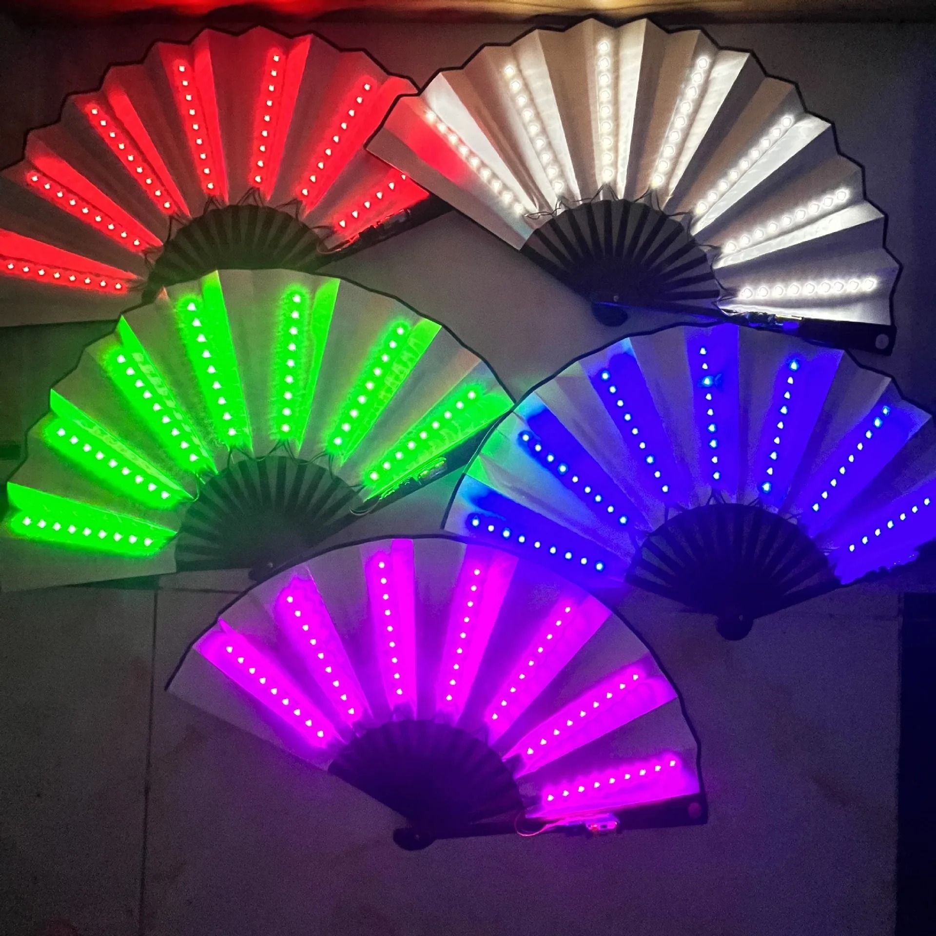 Glow Folding LED Fan For Festivals And Night Shows purple