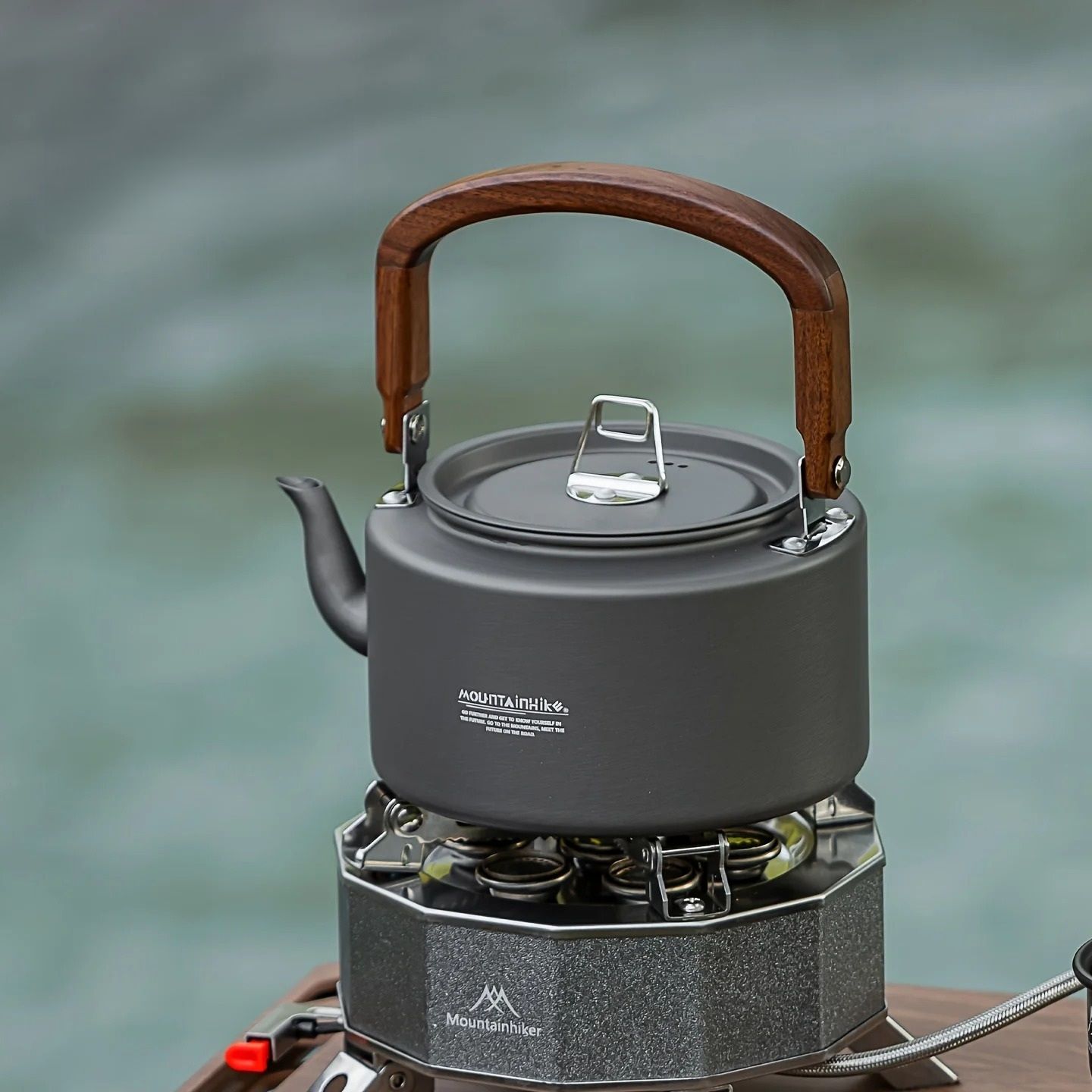 Aluminum Alloy Camping Tea Kettle With Wooden Handle Aluminum Alloy Camping Tea Kettle With Wooden Handle