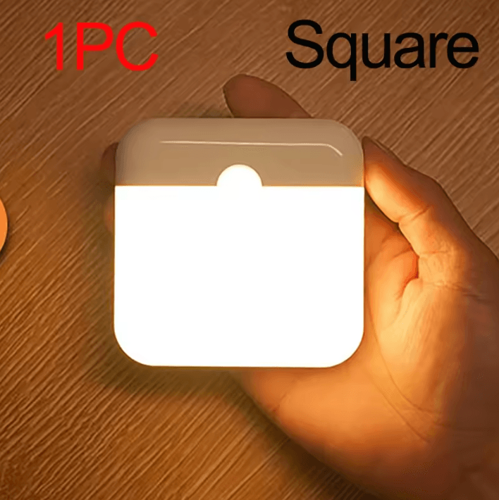 Rechargeable Motion Sensor Light Wireless USB LED Wall Lamp square 2pcs