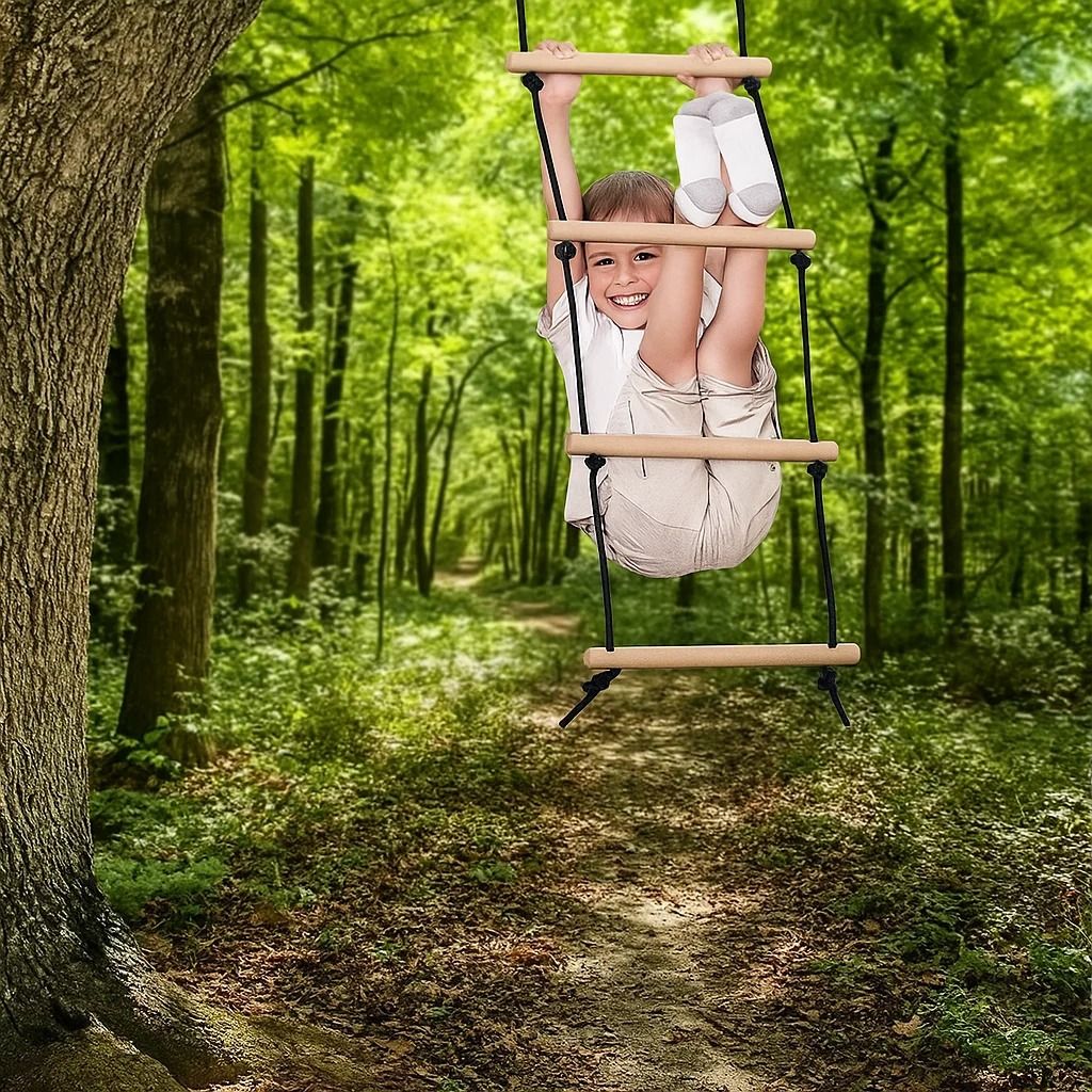 Children's Wooden Climbing Rope Ladder Indoor Outdoor Tree Playground Swing Set Children's Wooden Climbing Rope Ladder Indoor Outdoor Tree Playground Swing Set