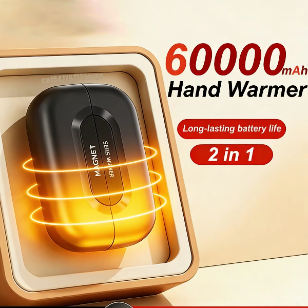 Mini Portable USB Rechargeable Magnetic Hand Warmer Digital Display Fast Charging Pocket Heater yellow