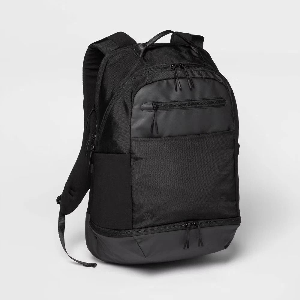 All In Motion Black Backpack, Lightweight Polyester, Adjustable Straps, Travel Bag, Commuter Backpack All In Motion Black Backpack, Lightweight Polyester, Adjustable Straps, Travel Bag, Commuter Backpack