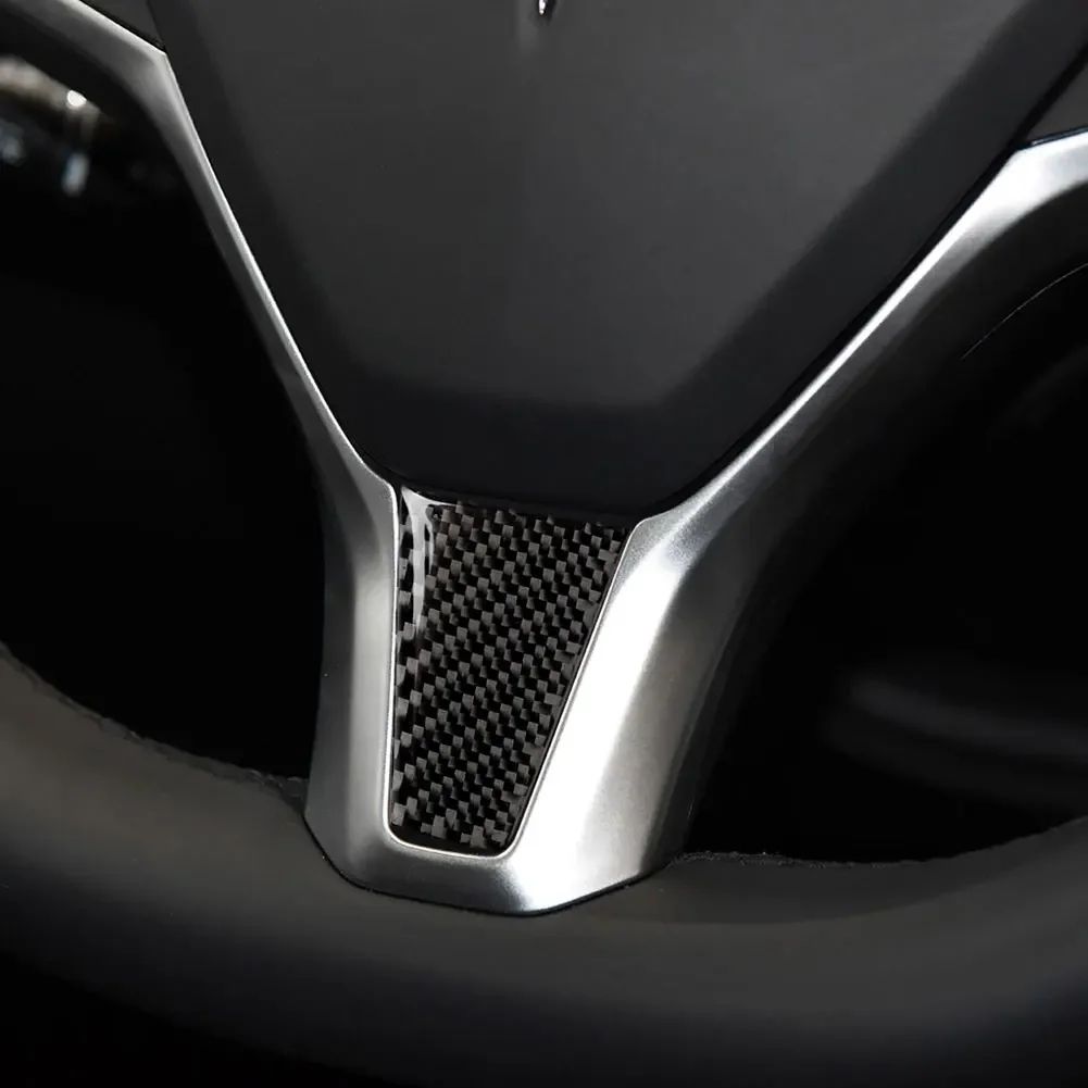 Carbon Fiber Steering Wheel Cover Sticker For Tesla Model S & X Interior Trim Upgrade one Vibrant