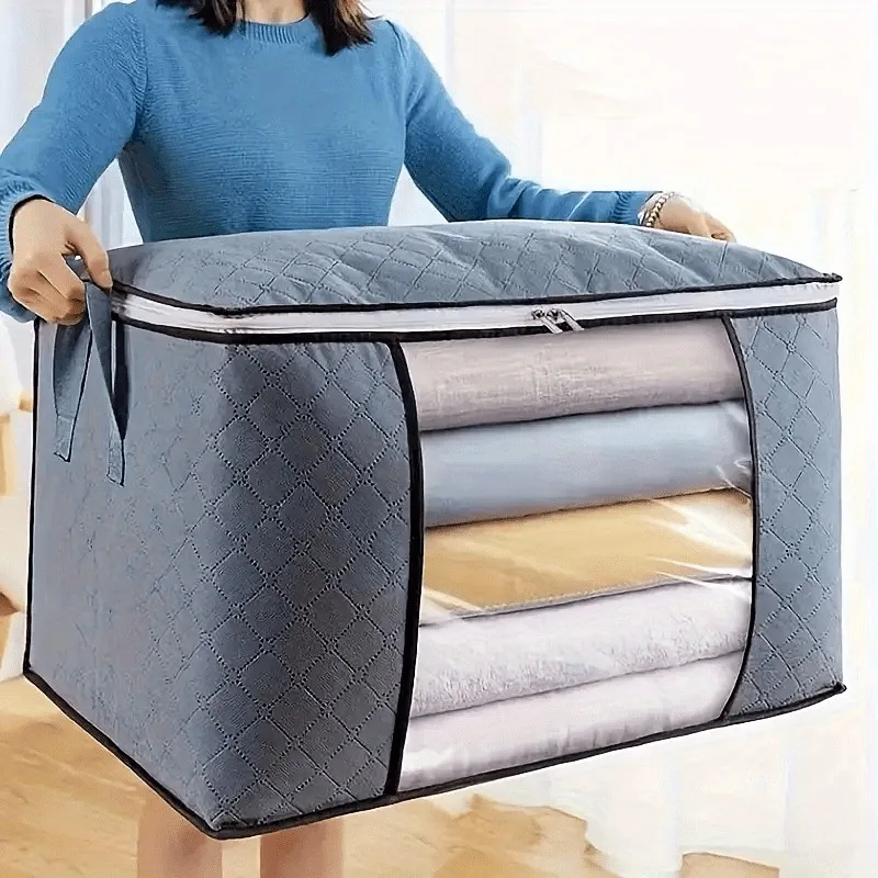 Non Woven Quilt Storage Bag Large Capacity Clothing Organizer Dustproof Portable Cotton Pouch horizontal