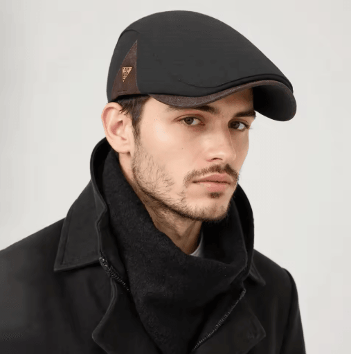 British Retro Beret Hat For Men Thick Warm Woolen Newsboy Cap For Winter Casual Wear coffee