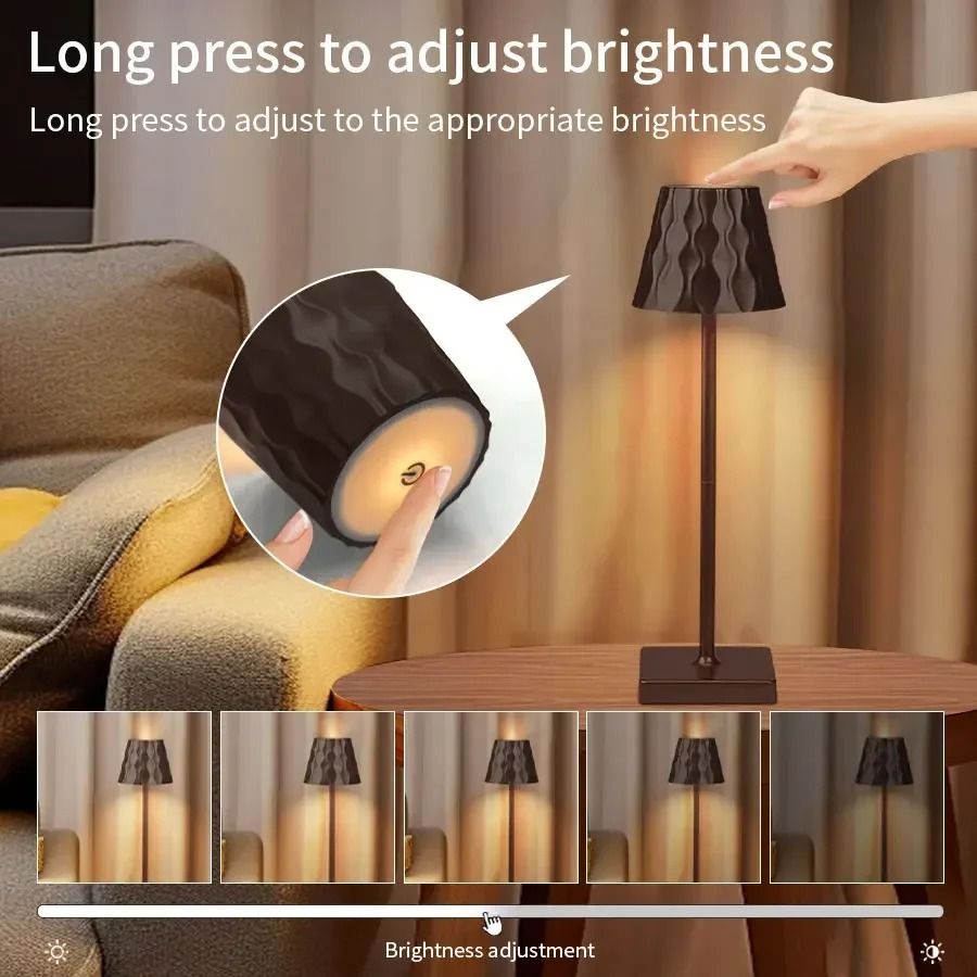 LED Table Lamp Rechargeable Touch Sensor Desk Light brown