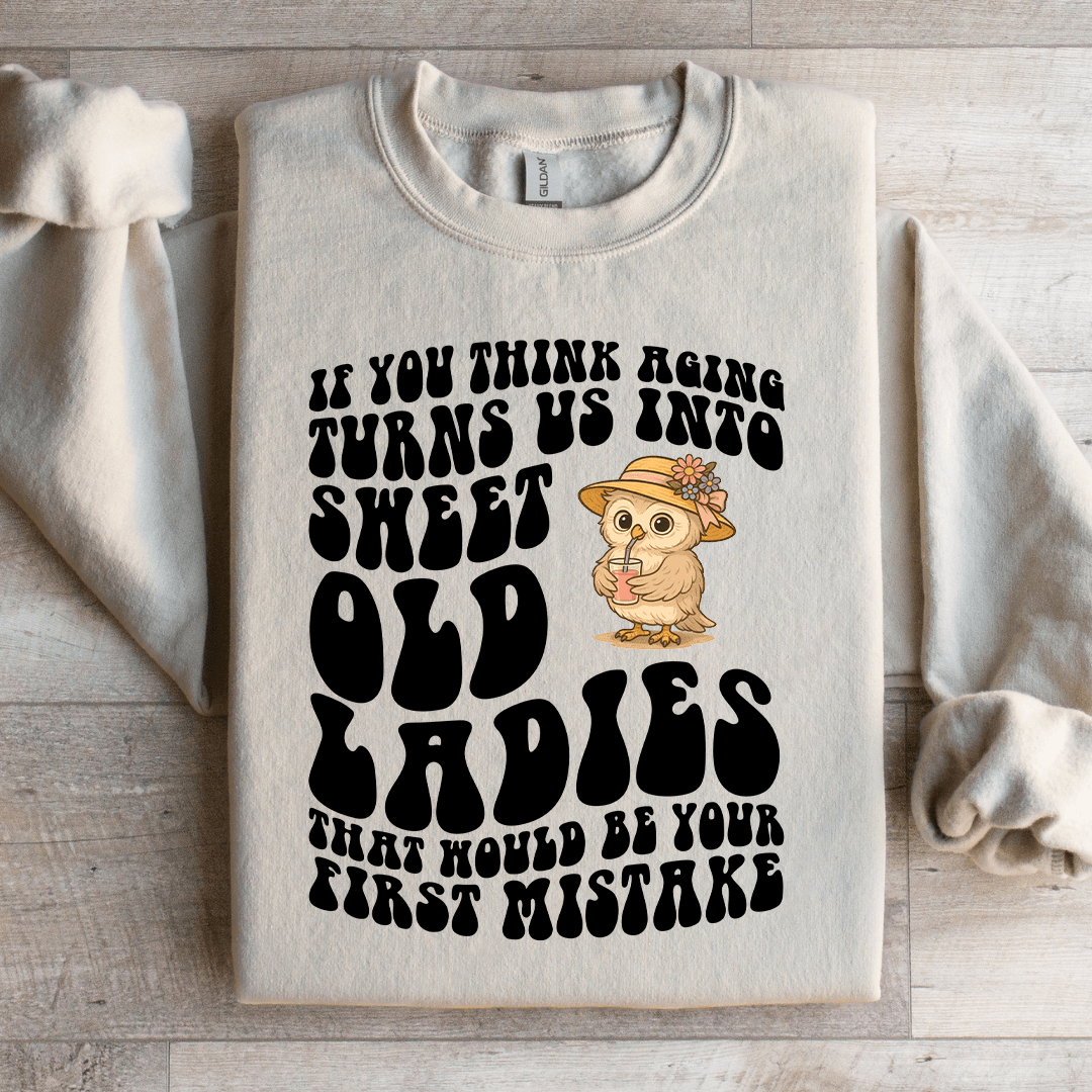If You Think Aging Turn Us Into Sweet Old Ladies Sweatshirt 3XL Black