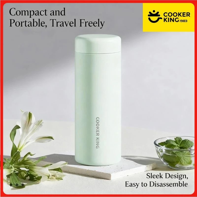 COOKER KING 360ml Vacuum Flask Stainless Steel Thermal Coffee Mug & Portable Bicycle Water Bottle sky Blue