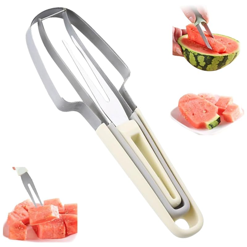 Watermelon Cutter Slicer Popsicle Mould, Melon Scoop Fruit Scooper Tool For Digging Pulp And Separation, Creative Fruit beige