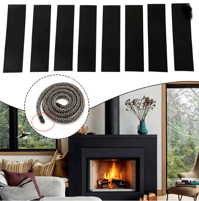 High Temperature Fireplace Sealing Tape Self Adhesive Glass Fiber Stove Gasket 6pcs