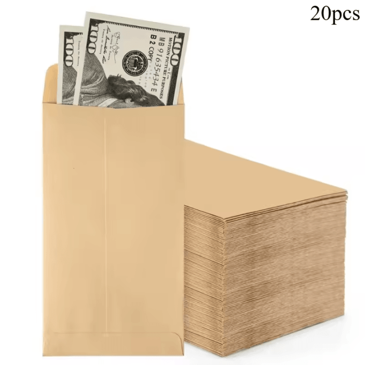 20 Pcs Cash Envelope Set, Self Sealing Brown Kraft Money Pouches For Budgeting And Festival Gifts 20 Pcs Cash Envelope Set, Self Sealing Brown Kraft Money Pouches For Budgeting And Festival Gifts