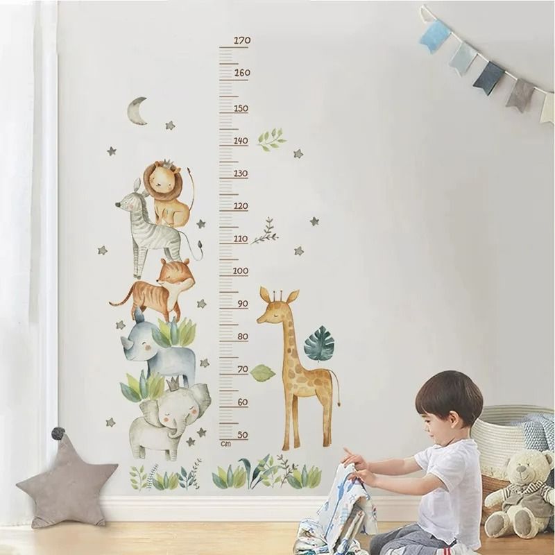 Cute Cartoon Animal Kids Growth Chart Wall Decoration Stickers For Children's Rooms animal A