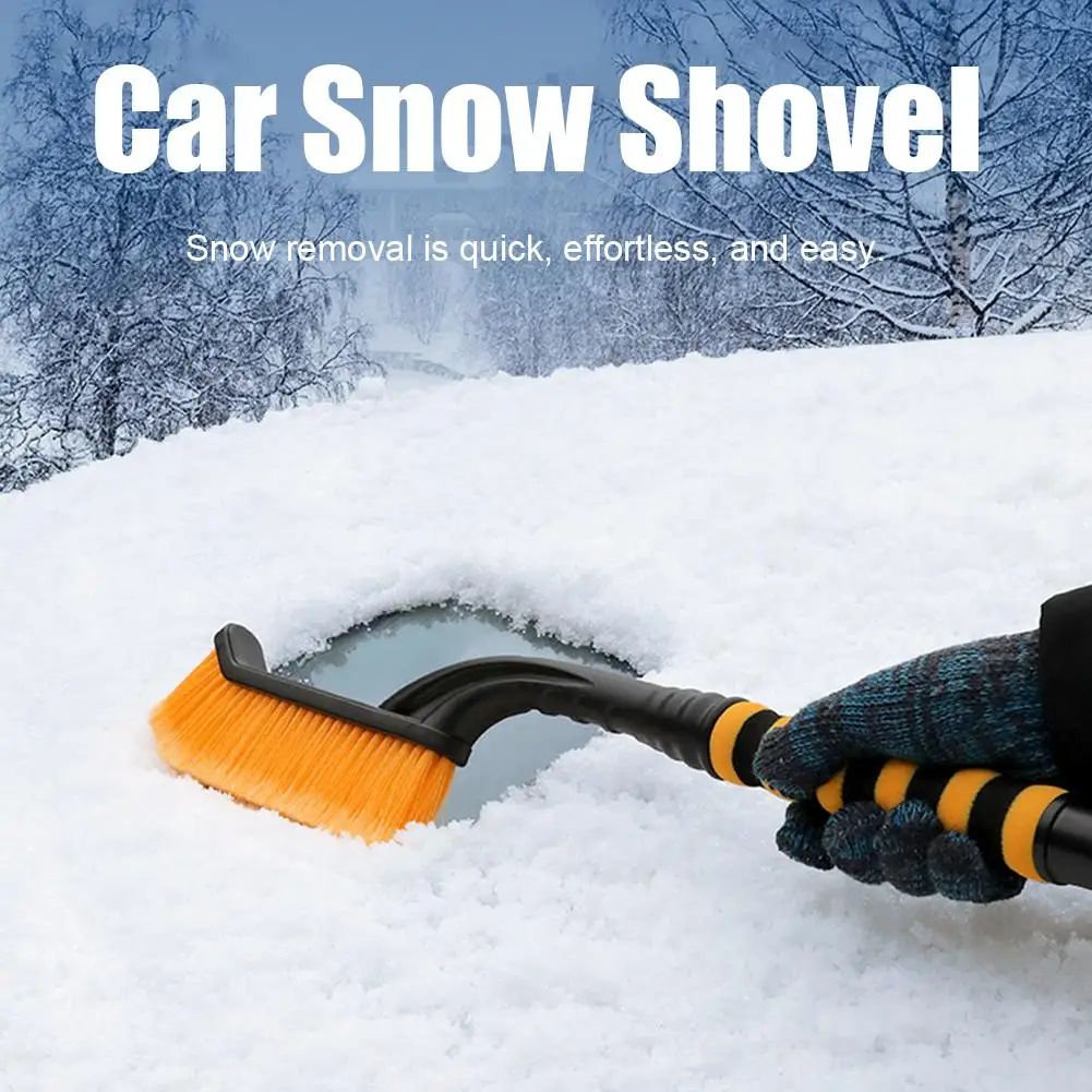Rotating Handle Car Snow Shovel & Ice Scraper Removable Winter Deicing Tool For Windshield Defrosting & Snow Removal orange