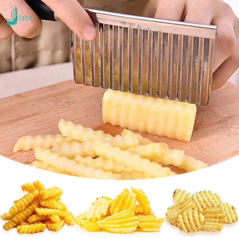 Stainless Steel Crinkle Cutter Wavy Slicer For Potatoes, Fries, Fruits & Veggies Stainless Steel Crinkle Cutter Wavy Slicer For Potatoes, Fries, Fruits & Veggies