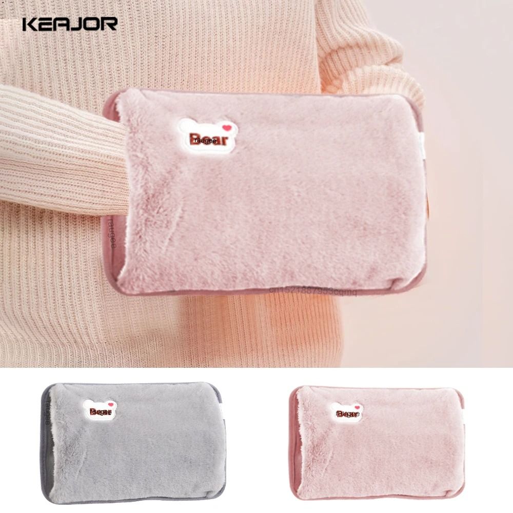 Rechargeable Electric Hand Warmer Soft Hot Water Bag For Fast Winter Heating gray eu Plug 220 V