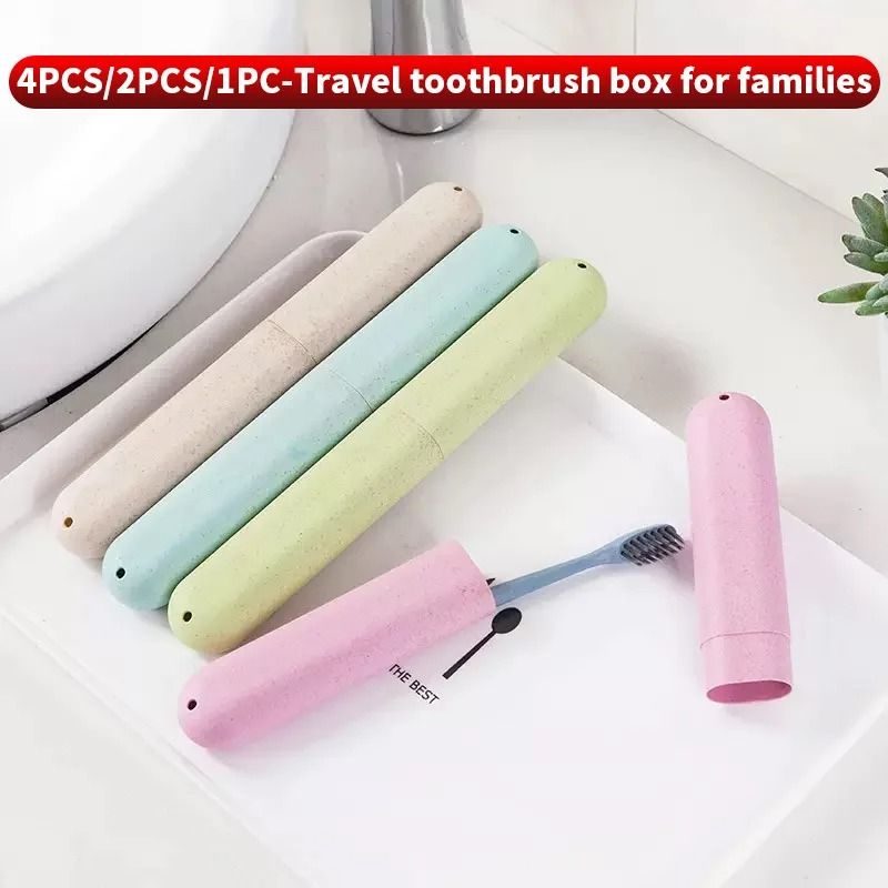 4PCS 2PCS 1PC Wheat Straw Travel Toothbrush Case Eco Friendly Portable Storage Container 2 Pcs