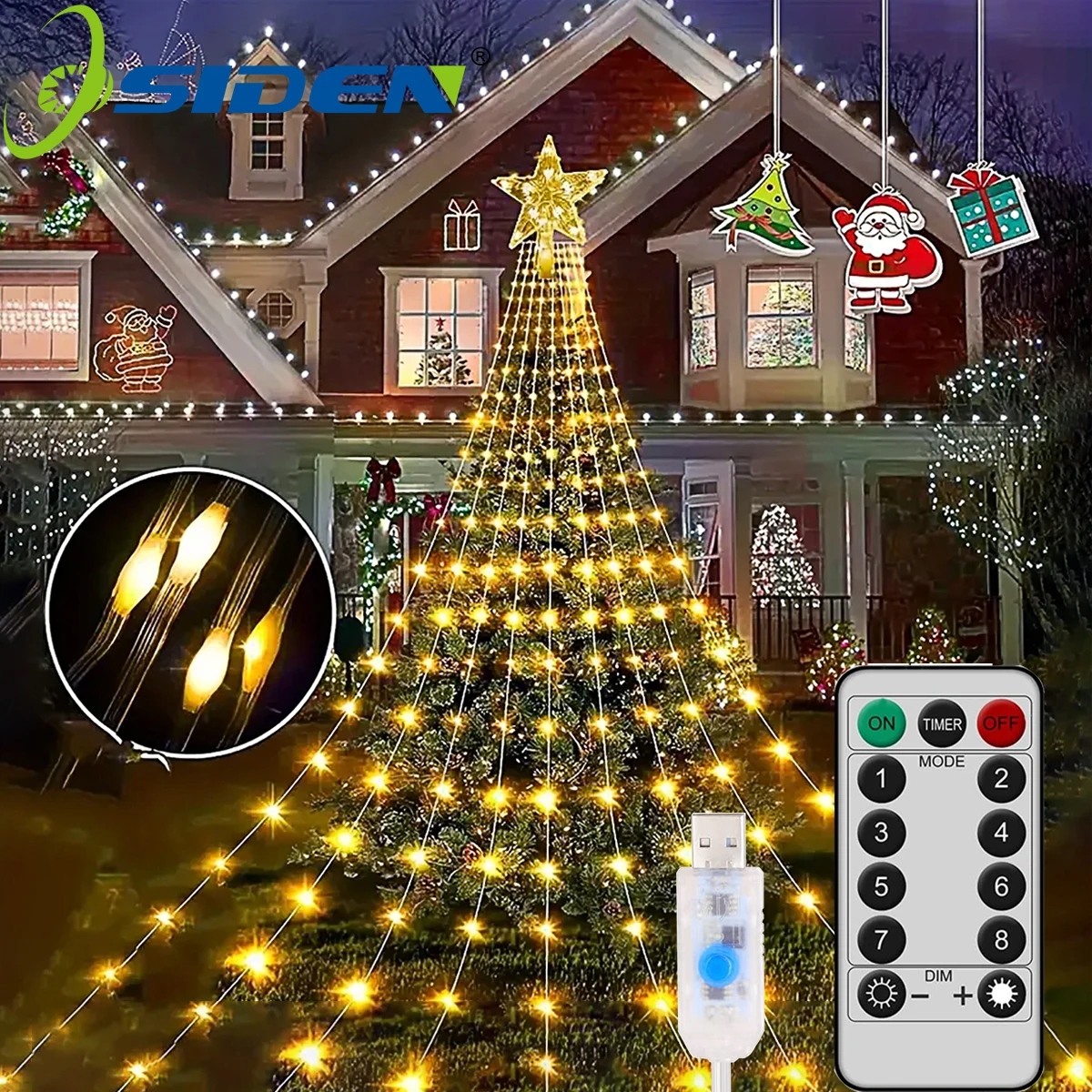 Pentagramm Wasserdichte Lichterkette 3M/2M Led Weihnachtsbaum Wasserfall Lichterketten Home Party Weihnachten Urlaub Umgebungslichter