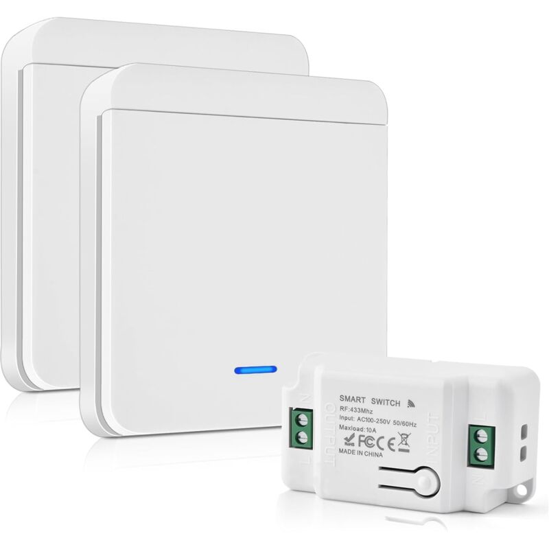 Ulisem - Interruttore Luce Radio 10a 230v Kit Interruttore Wireless Senza Batteria 200-2000w Interruttore Bidirezionale Wireless Senza Cavo Interruttore Wireless Per Esterni
