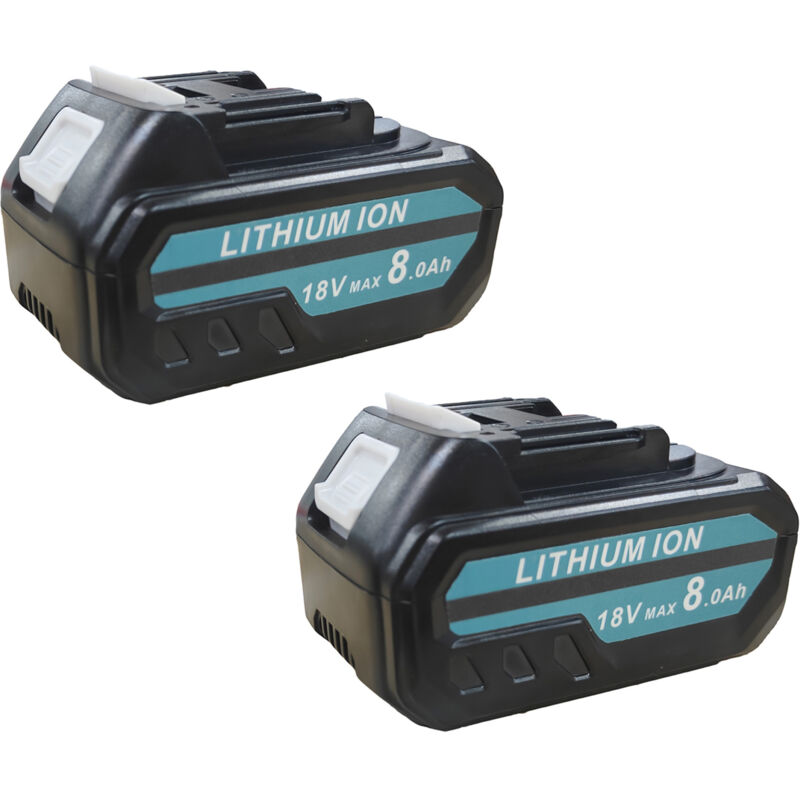 Mawiron - 2 Batterie Agli Ioni Di Litio 18v 8,0ah, Batteria Di Ricambio Per Batteria Makita 18v Agli Ioni Di Litio Con Indicatore Led, Compatibile Con Utensili Elettrici A Batteria Makita 18v E Caricabatterie
