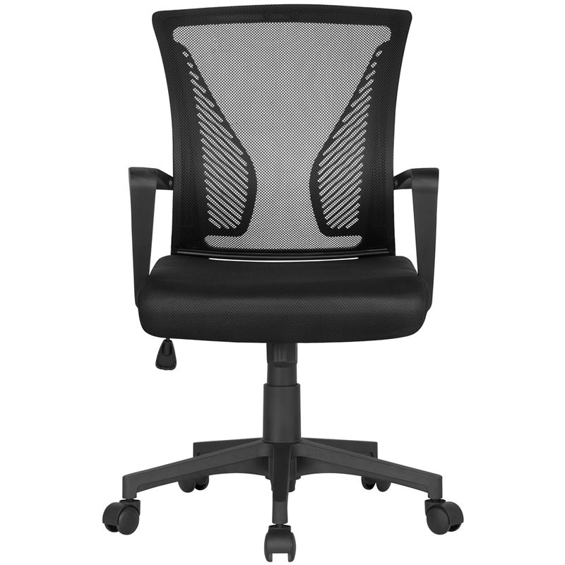 Yaheetech - Sedia Da Ufficio Per Scrivania Ergonomica Reclinabile Girevole Altezza Regolabile Con Rotelle Direzionale E Braccioli In Rete Traspirante - Nero Motivo Farfalla