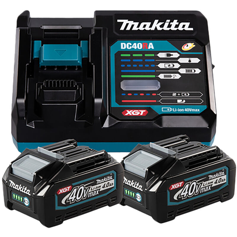 Makita - Kit Di Alimentazione A Batteria Ricaricabile 2 X 4,0 Ah, Xgt 40 V Max 40 V Max - Li-ion - 4,0 Ah - 2 Batterie Ricaricabili