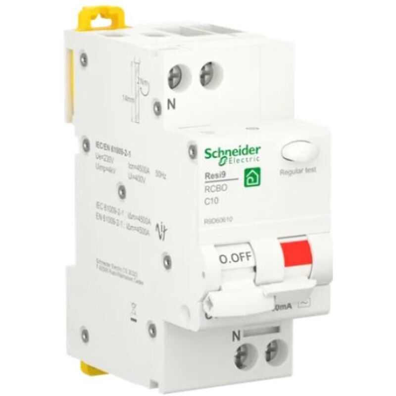 Schneider Electric - Magnetotermico Differenziale Schneider 10a 1p+n 4,5ka 30ma Ac Curva C 2m R9d60610