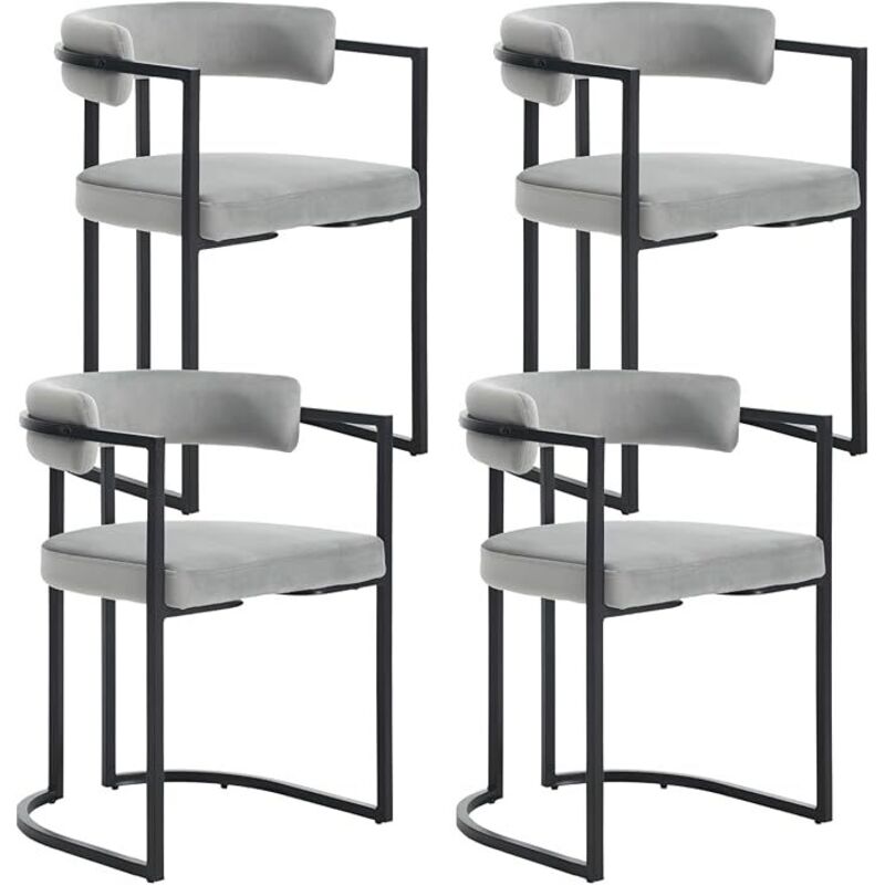 Set Di 4 Sedie Da Pranzo In Velluto Sedie Da Cucina Moderne Con Struttura In Metallo Sedie Da Salotto Per Soggiorno, Grigio