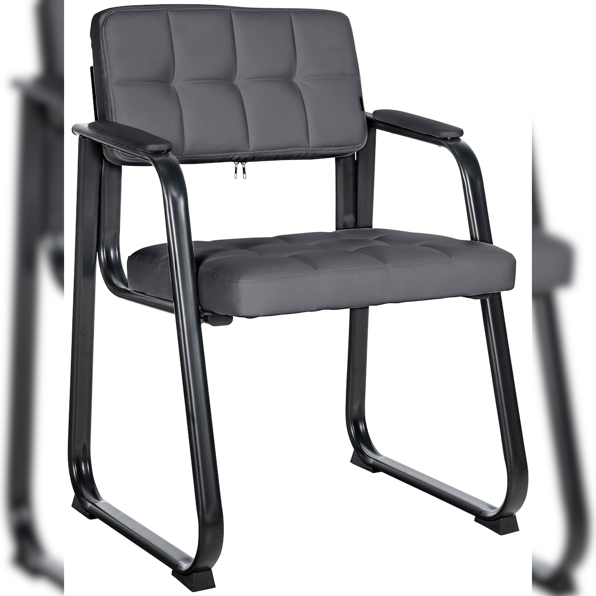 DELUKE Besucherstuhl LONDON - Kunstleder Grau 59x58x84 cm | Besucherstühle Konferenzstuhl Wartezimmerstuhl Bürostühle Bürostuhl Konferenzraum Wartezimmer Image
