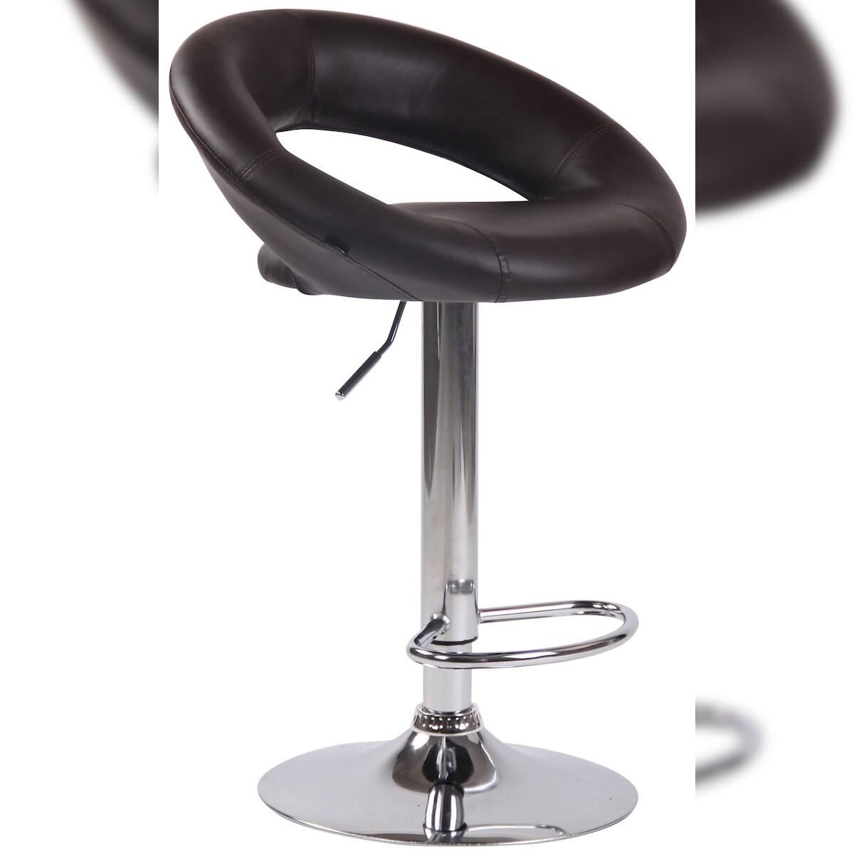 DELUKE Barhocker MEKIM - Kunstleder Braun 53x47x80 cm Silber | Barstuhl Höhenverstellbar Mit Lehne Drehbar Tresenhocker Tresenstuhl Kneipenhocker Image