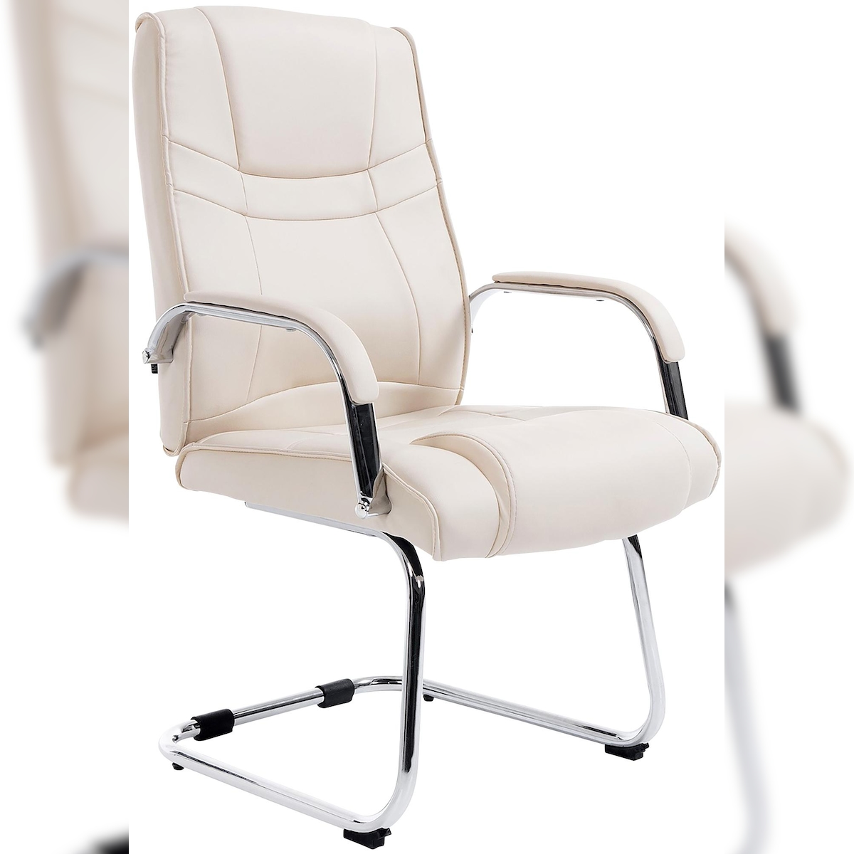 DELUKE Besucherstuhl DELHI - Kunstleder Creme 60x67x104 cm | Besucherstühle Konferenzstuhl Wartezimmerstuhl Bürostühle Bürostuhl Konferenzraum Wartezimmer Image
