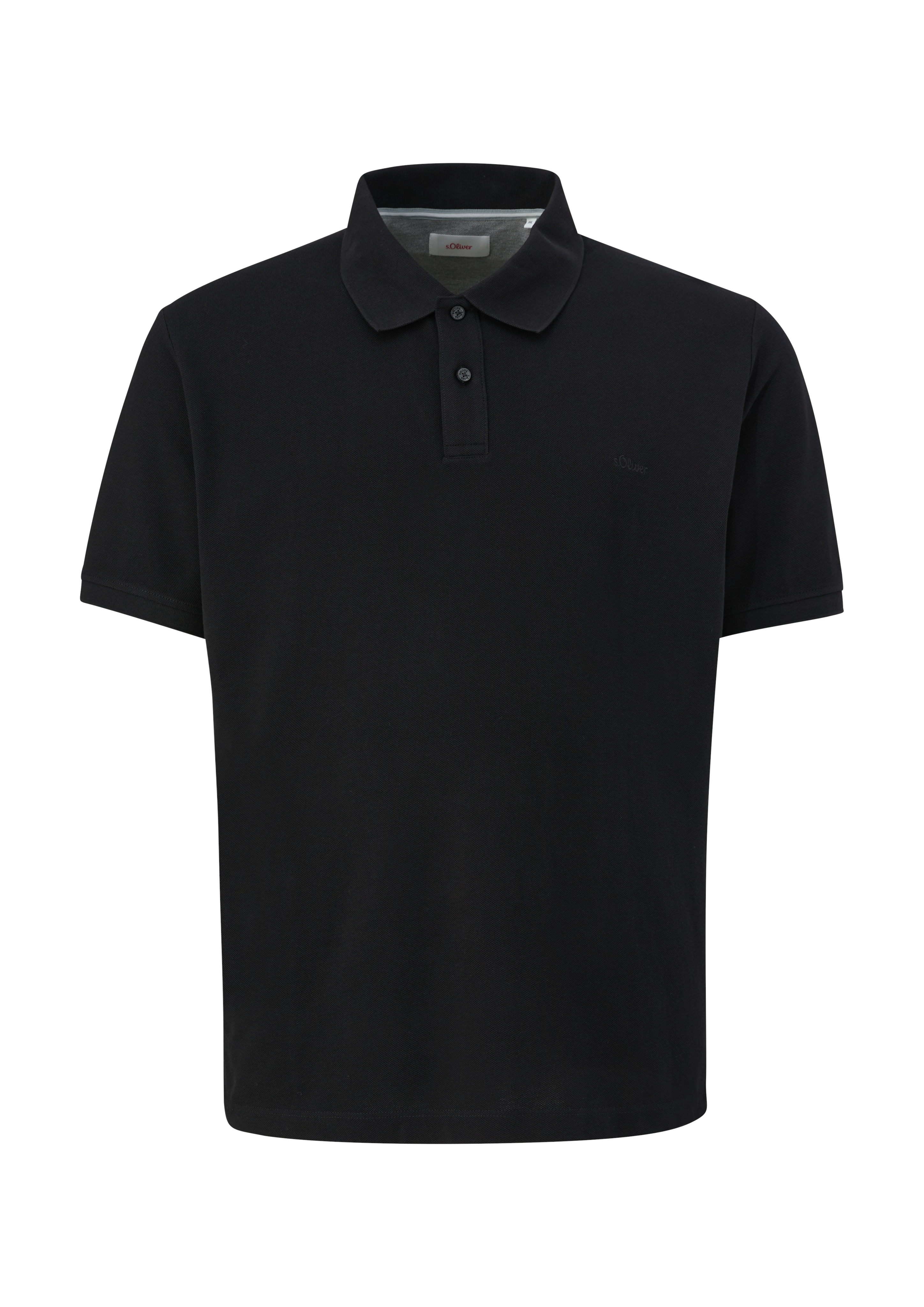 Poloshirt, Herren, Gr. 3XL, schwarz, Piqué, Obermaterial: 100% Baumwolle, S.OLIVER MEN BIG SIZES, unifarben, normal hüftbedeckend, Rundhals, Bündchen, Shirts, Kurzarm-Polo aus Baumwolle - Große Größen
