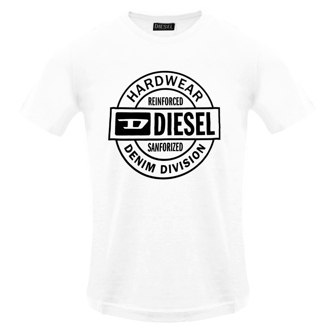 Diesel - T-shirt Mit Kreisförmigem Hardware-logo In Hellweiß Image