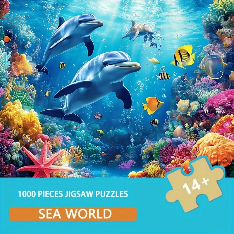 MINI 1000-teiliges Puzzle für Erwachsene, Unterwasserwelt, hergestellt aus hochwertigem Papiermaterial, ideales Geschenk für Weihnachten, Neujahr, Alter 1 Image