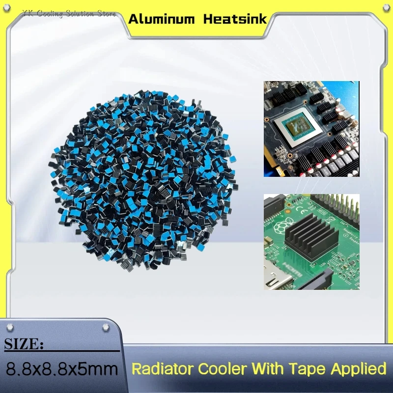 30/60 Stück Mini-Kühlkörper-Set, Kühler, Kühlkörper für Kühlung, VRM-Schritttreiber, MOSFET VRam-Regler (8,8 mm x 8,8 mm x 5 mm), Schwarz Image