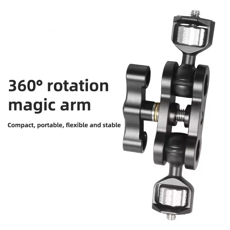 BEXIN TM-5 Gelenkiger magischer Arm mit Dual-Kugelkopf für Stativ-Telefonclip, 1/4 Zoll Schraube für LED-Licht, LCD-Monitor, Mikrofon Image