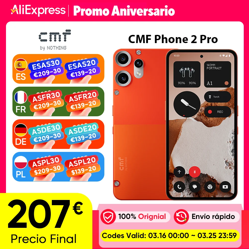CMF Phone 2 Pro Globale Version 6,77 AMOLED 120 Hz MediaTek Dimensity 7300 Pro 5G 5000 mAh Hauptkamera 50 MP 33 W Image