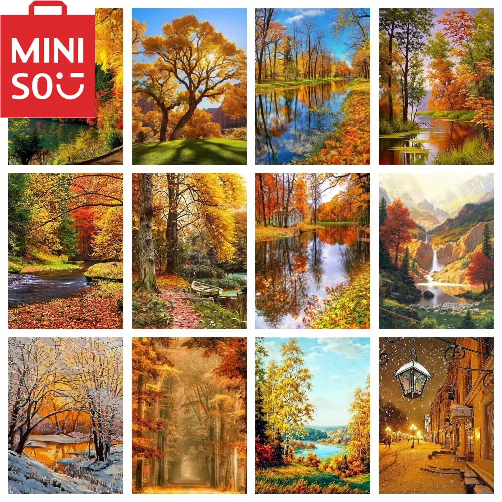 DIY Ölgemälde nach Zahlen Wald Herbst Landschaft Home Dekoration Wand Wohnzimmer Kaffee Zimmer Dekor Bestes Geschenk rahmenlose